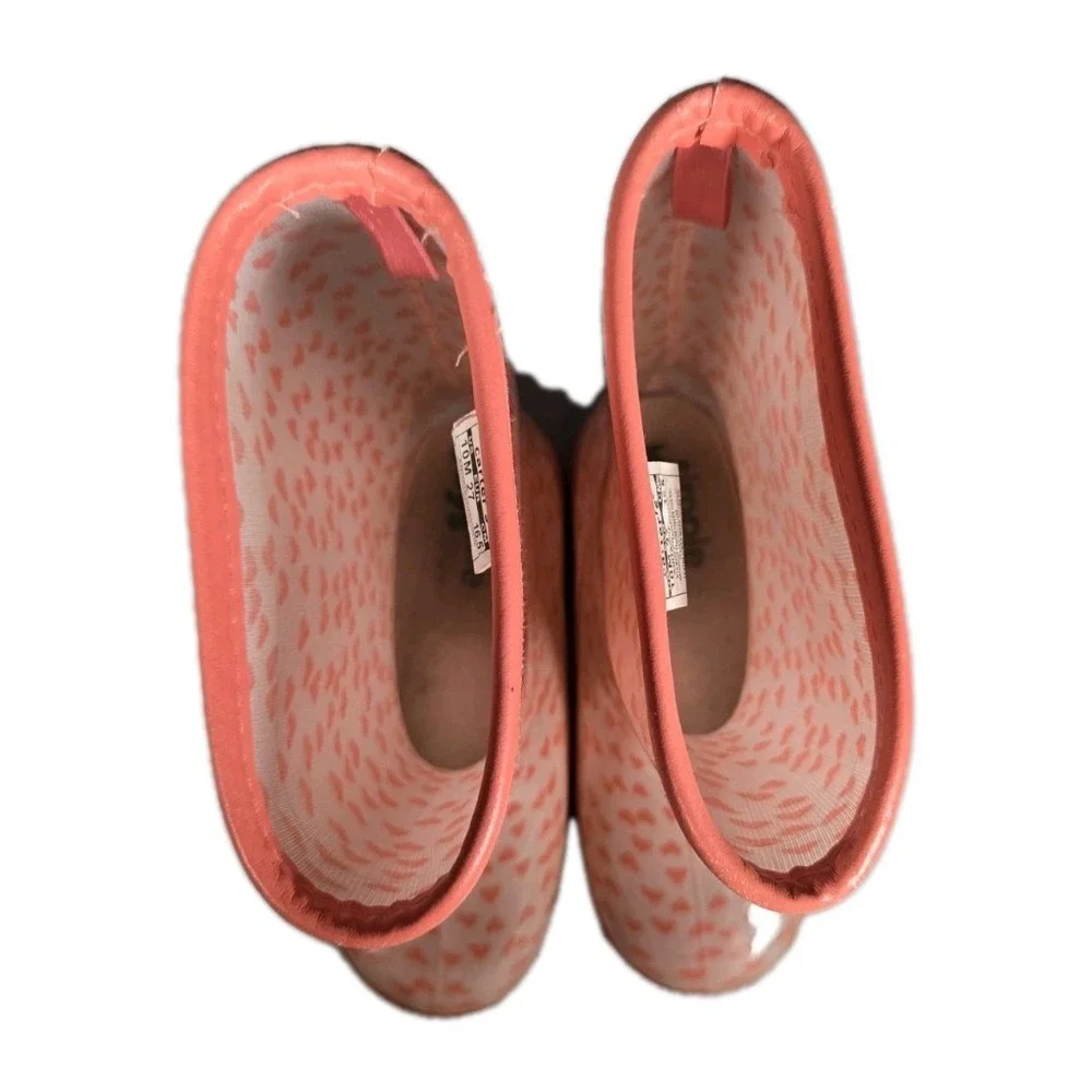 Simple Joys by Carters Juju Girls rain boots, Pink‎ w/ pink hearts size 10m used